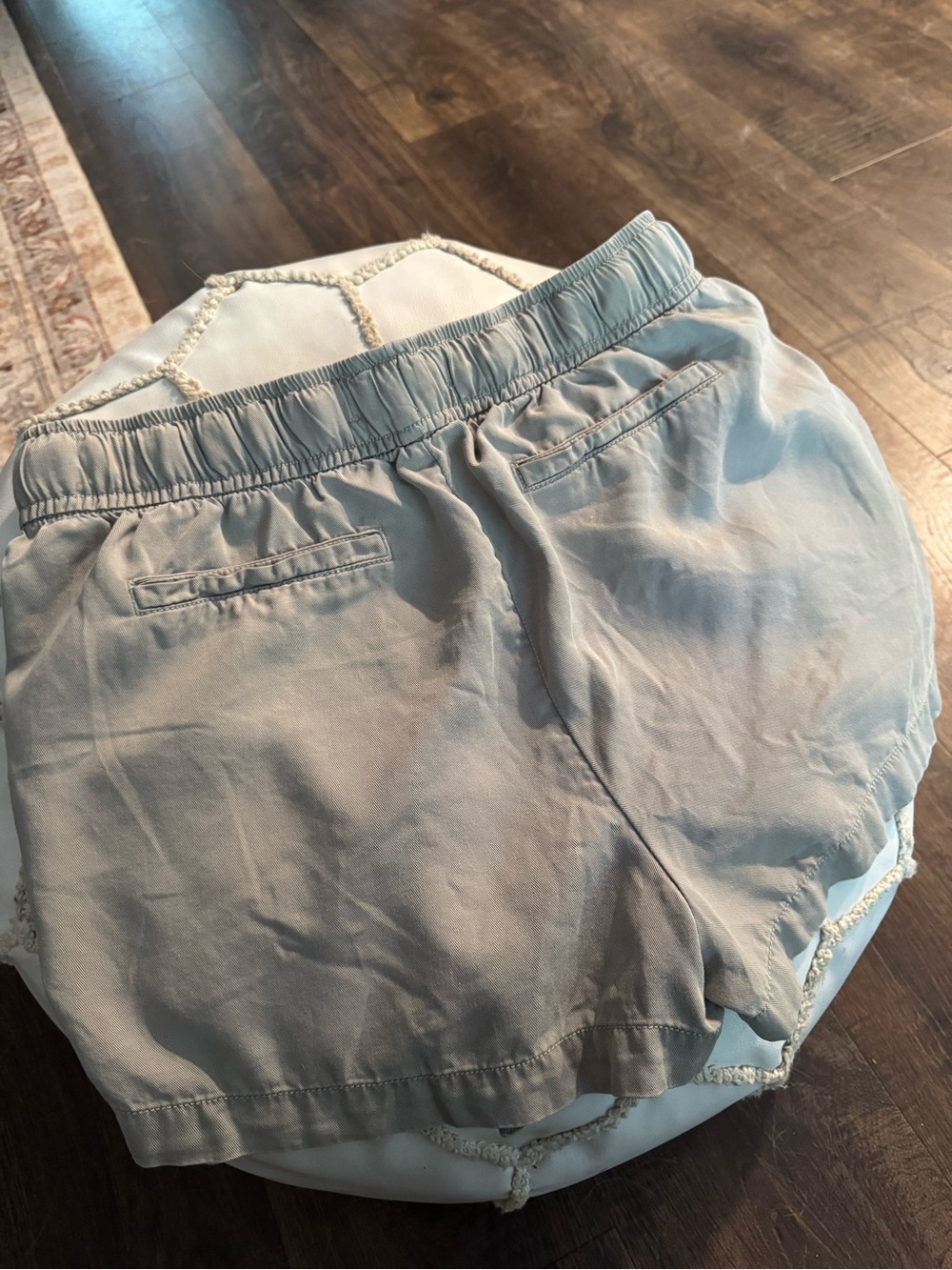 Women's Lightweight Elastic Waist Drawstring Shorts - Light Greenish/Beige - Picture 2 of 6